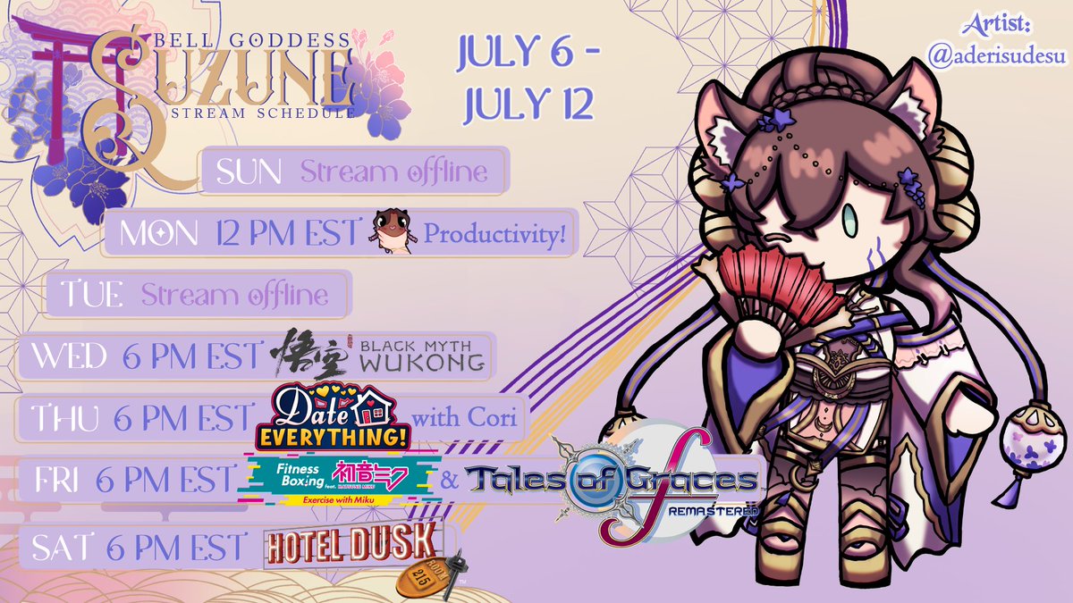 SuzuneVT's tweet image. Either sometime this week or the next I might be pulled into some family stuff, but I'll do my best to not let it affect my schedule! I'll keep you guys updated! (also maybe I could play more P5X after Hotel Dusk on Saturday... what who said that)
Art by @aderisudesu THANK YOU