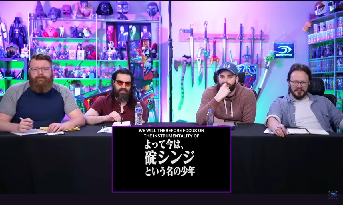 dero339's tweet image. テレビ版エヴァンゲリオン最終話を冒頭を見て、
1人は考察を諦め 紙とペンを放り投げるが、
なんやかんや最後まで見た結果、
「最高のエンディングだったと」泣き始める海外リアクター

#BlindWave