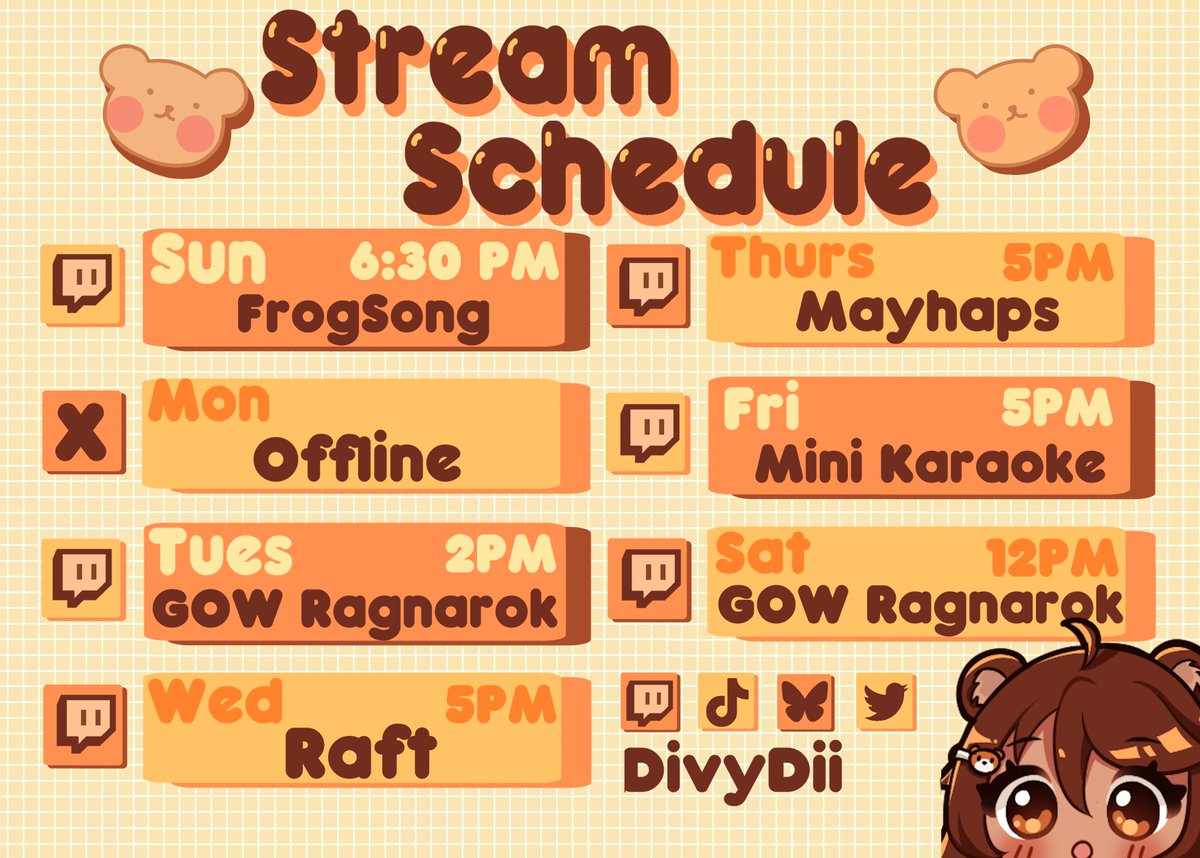 DivyDii's tweet image. Stream schedule! 7/6 - 7/12