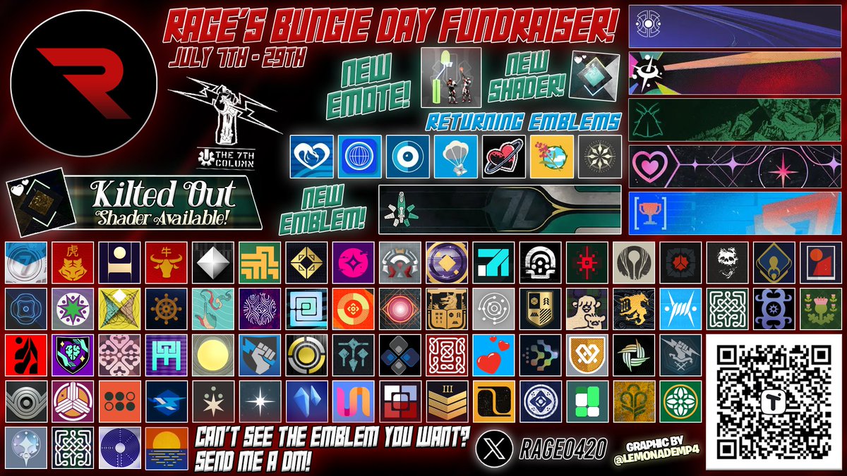 Bungie Day Fundraiser starts soon. Make sure to grab some great rewards while helping out the kids. 
tilt.fyi/EFOR7XngLH