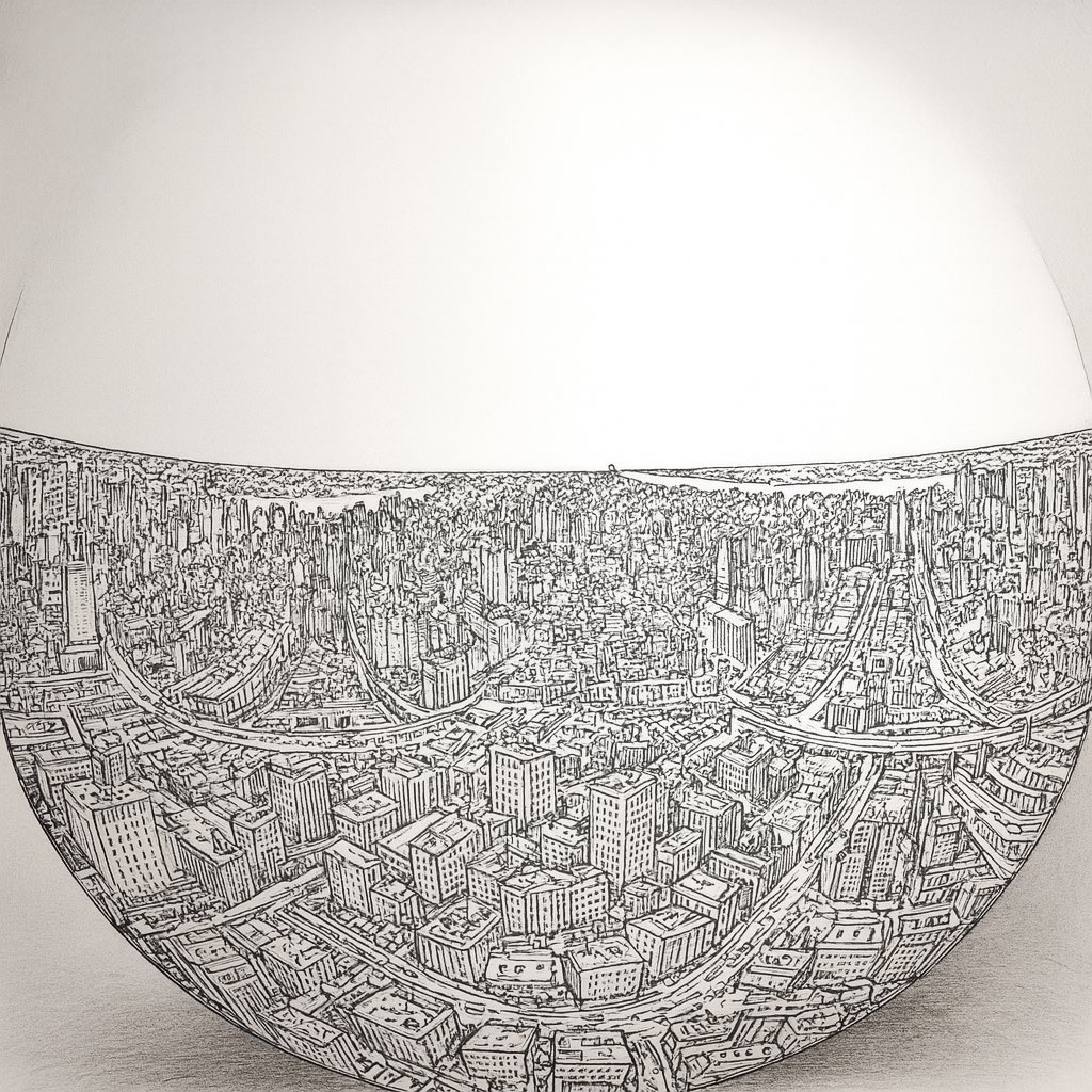 むかし360°動画つくるためにA4の紙にメルカトル図法で描いた町の線画が出てきた
生で見るとやばいなって我ながら思う笑
これを球体状に戻して短冊みたいにして半円級の内側に貼り付けたら面白いものできそうだなって思ってる◎