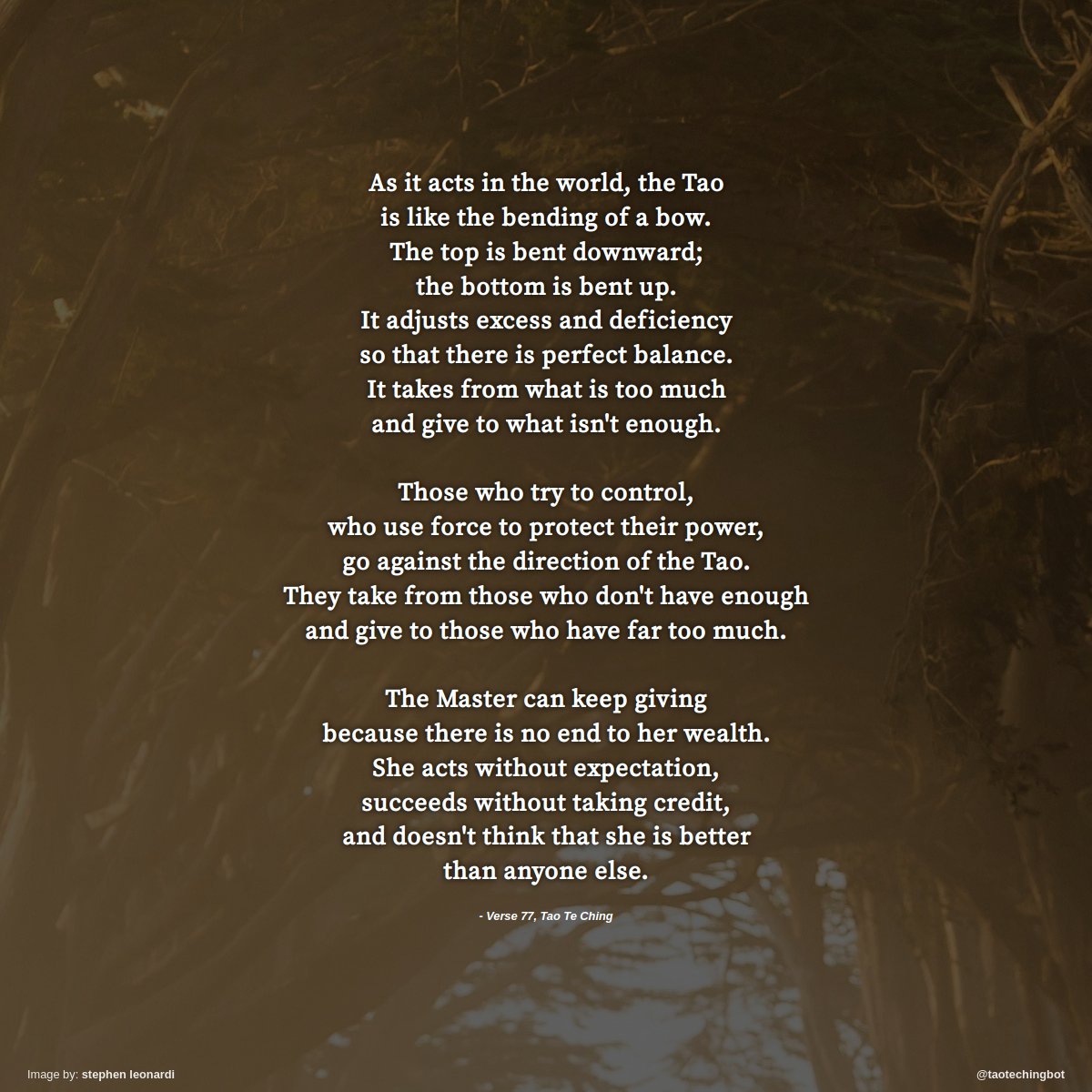 taotechingbot's tweet image. Verse 77 of The Tao Te Ching. #TaoTeChing #Laozi #Tao #LaoTzu #Taoism #BookOfTheWay