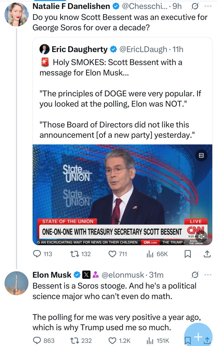 Elon Musk: Scott Bessent “is a Soros stooge”