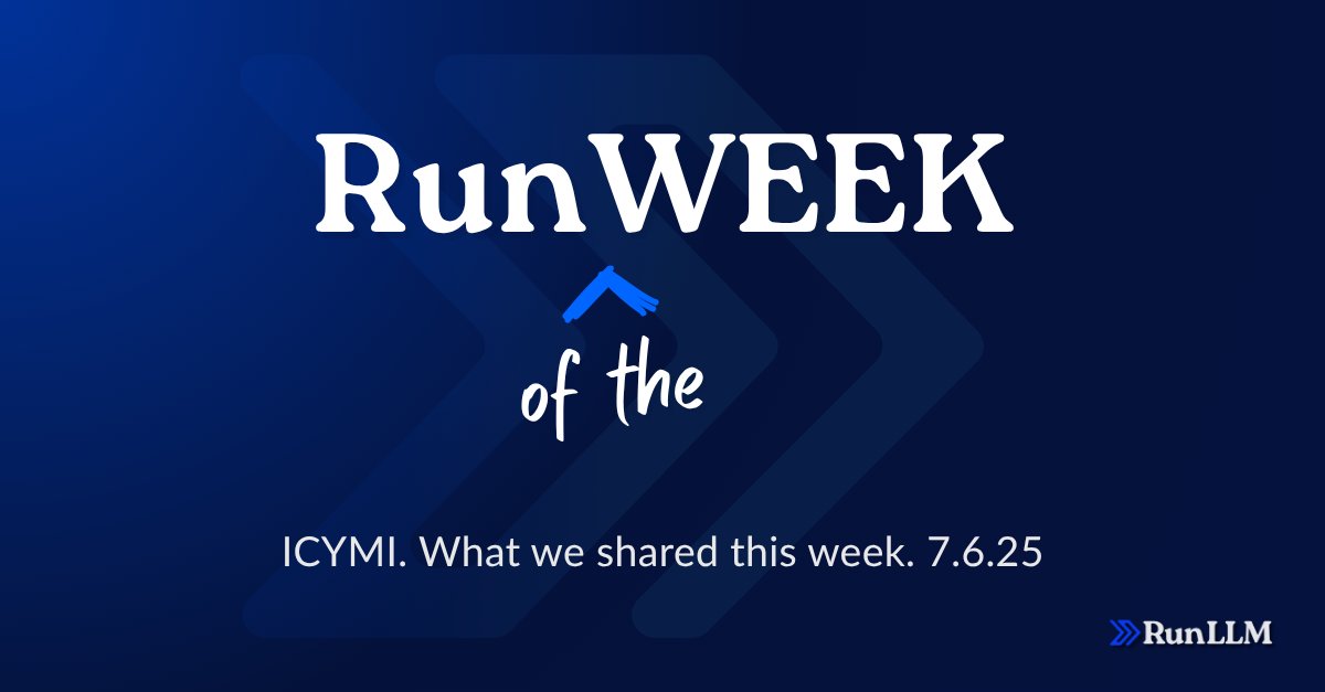 🗓️ ICYMI. Run of the Week | July 6, 2025

RunLLM insights, updates, and shares from the past week—all in one place!

------------------------------------------------------------

📌 Mini-Documentary: The Accelerating AI Landscape
Watch our new mini-doc featuring leading