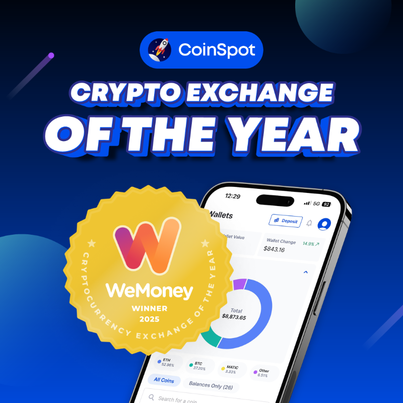 coinspot's tweet photo. CoinSpot was voted cryptocurrency exchange of the year 🚀

Trusted by over 3 Million Australians.