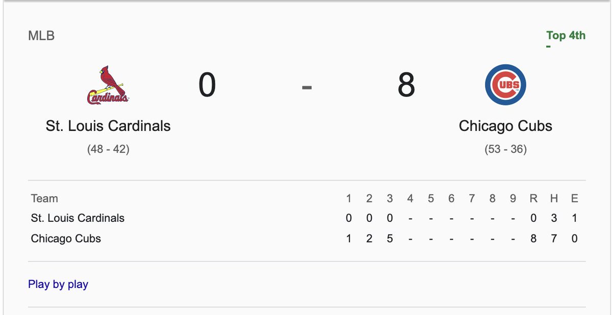 At this point, this Cubs/Cardinals game on Sunday Night Baseball is like watching Game 4 of the Eastern Conference Semis when the Pacers went on a 19-2 run against the Cavs.

This is just a total team performance... no other way to say it.

You have to #BeHereForIt
