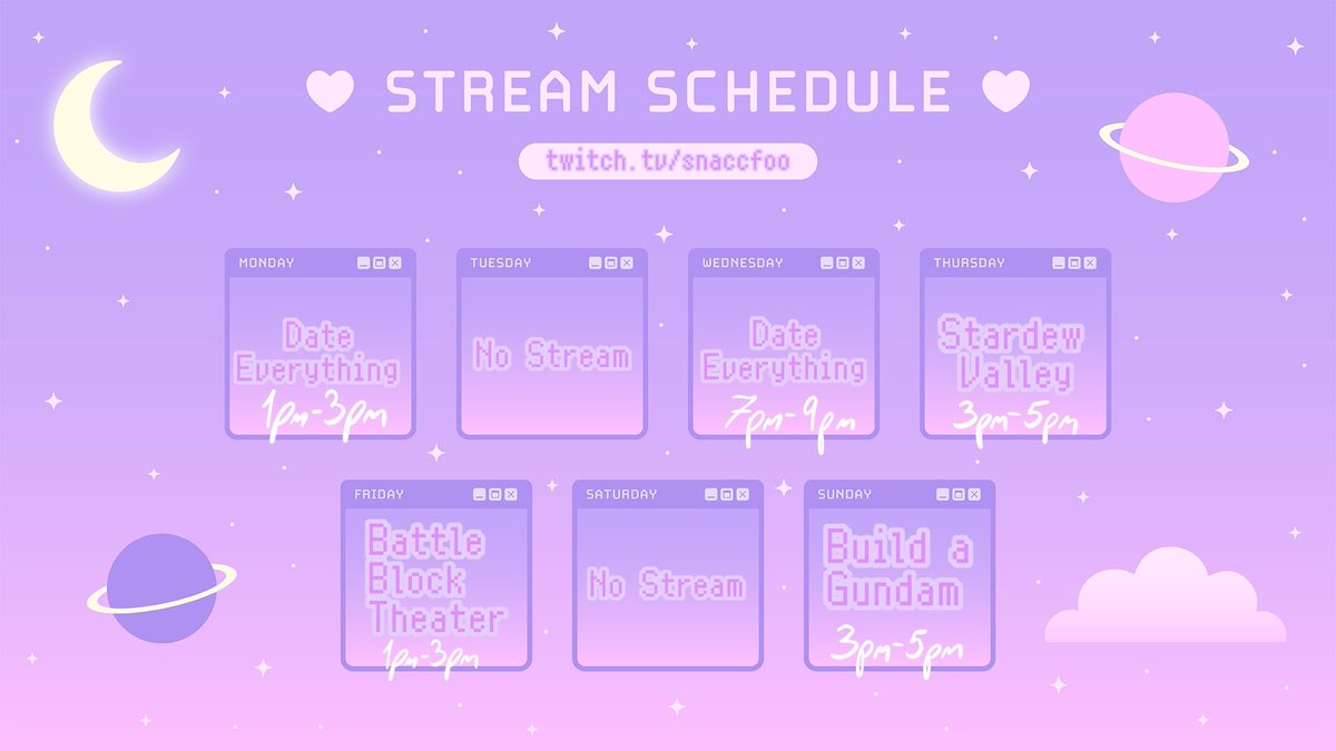 snaccfoo's tweet image. We’re so back! This weeks schedule :D All CST! 
twitch.tv/snaccfoo