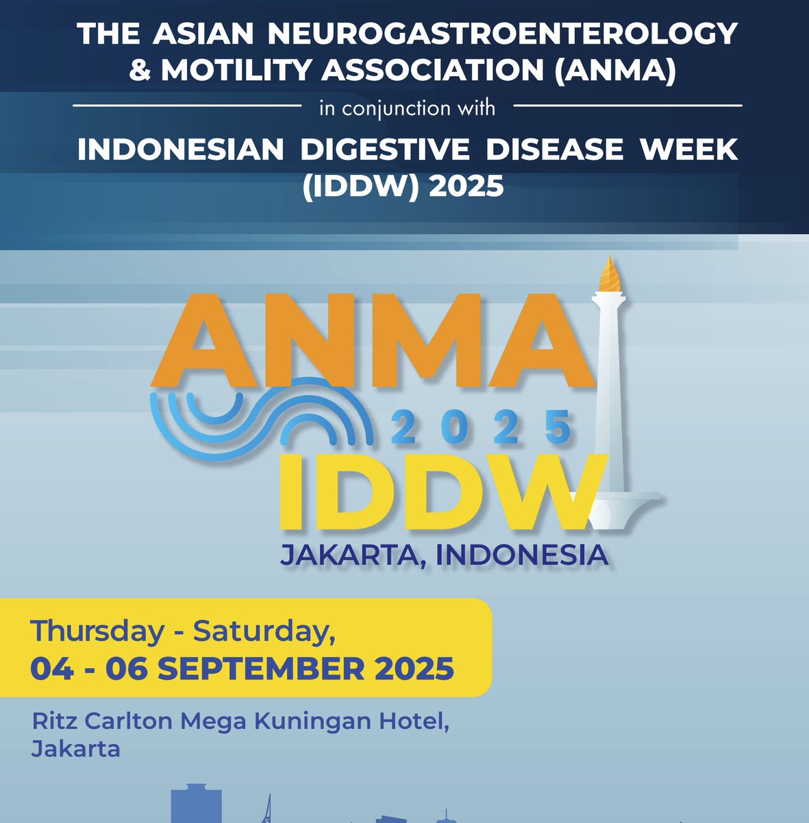 RomeGastroPsych's tweet image. 🚨 The Asian Neurogastro & Motility Association teams up with IDDW 2025 for an unforgettable #DBGIs event!
📍 Ritz Carlton Mega Kuningan
📅 04–06 Sept 2025
Don’t miss this regional powerhouse in gut-brain health!
🎥 youtu.be/E_-sE7EC3YM#AN…
#IDDW2025 #Neurogastro #JakartaEvents