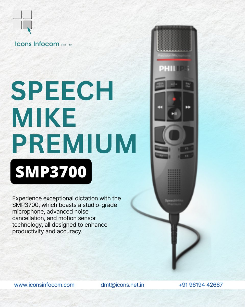 iconsinfocom's tweet image. 🎙️ Philips SpeechMike SMP3700 – Premium push-button dictation mic for legal &amp;amp; medical pros.
✅ Studio-grade audio
✅ Motion sensor
✅ Dragon Legal/Medical ready
✅ Antimicrobial design
#LegalTechTools #DictationMic #SpeechRecognition #IconsInfocom #LawOfficeTools