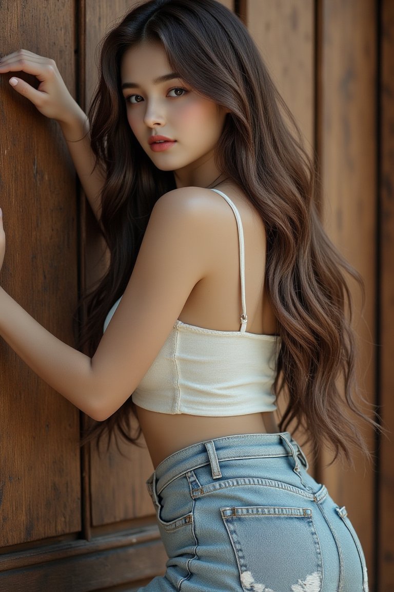 "Embracing the natural vibe with a touch of urban style  🌿👖✨"

QT 🤍💙