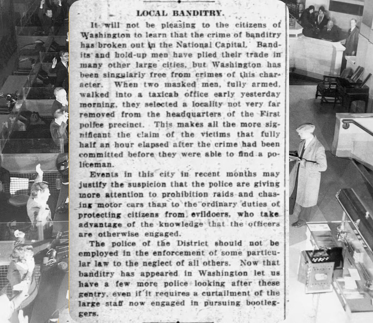 petulad's tweet image. July 7, 1925 — Masked bandits who held up the D.C. taxicab office #100yearsagotoday proved that the nation’s capital was no longer immune to this nationwide crime wave familiar in other cities. Residents asked police to guard against bandits instead of chasing bootleggers.