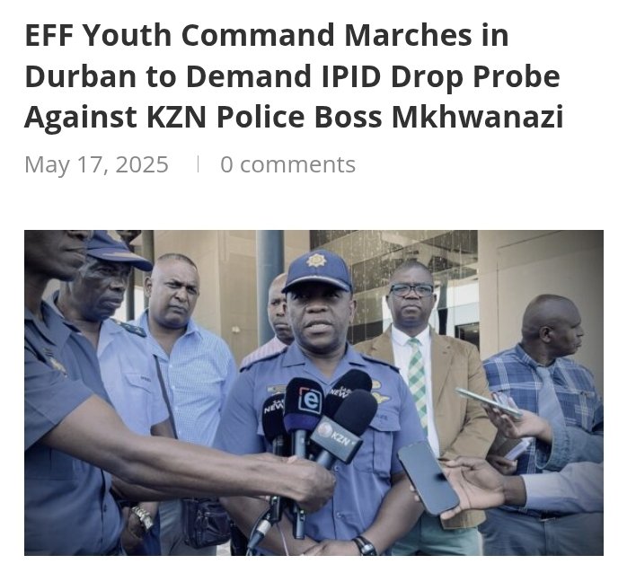 The future of the EFF is very bright :
"The EFFYC marched in Durban to demand IPID to drop probe against our man, Ntlantla Mkhwanazi." We have a giraffe 🦒 view in the EFF but South Africans come very late to the party😭