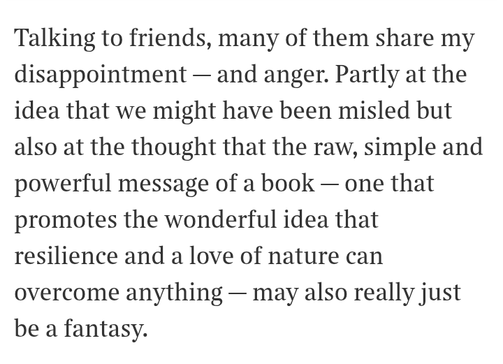 Laura Lupin (@bugsandfishes) on Twitter photo I feel like this paragraph in the Times sums up a certain kind of person The Salt Path appealed to... because what are you talking about, of course that's just a fantasy FFS. I feel like this paragraph in the Times sums up a certain kind of person The Salt Path appealed to... because what are you talking about, of course that's just a fantasy FFS.