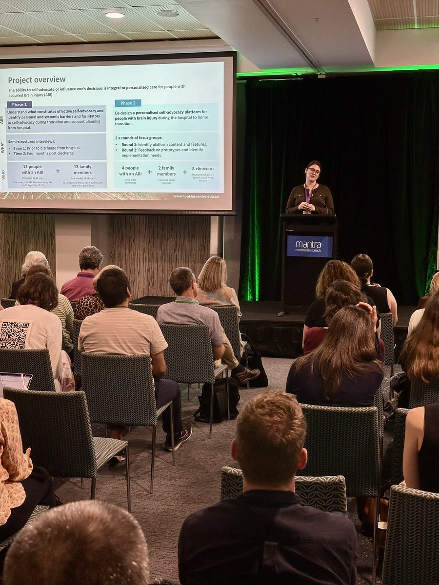 Enjoyed listening to Hopkins Researcher Jessie Mitchell at #NRSIG2025 talking about reclaiming agency in #care decisions, important perspectives of people with acquired brain injury #ABI &amp; their family members, as well as 
#codesign of a personalised #selfadvocacy tool