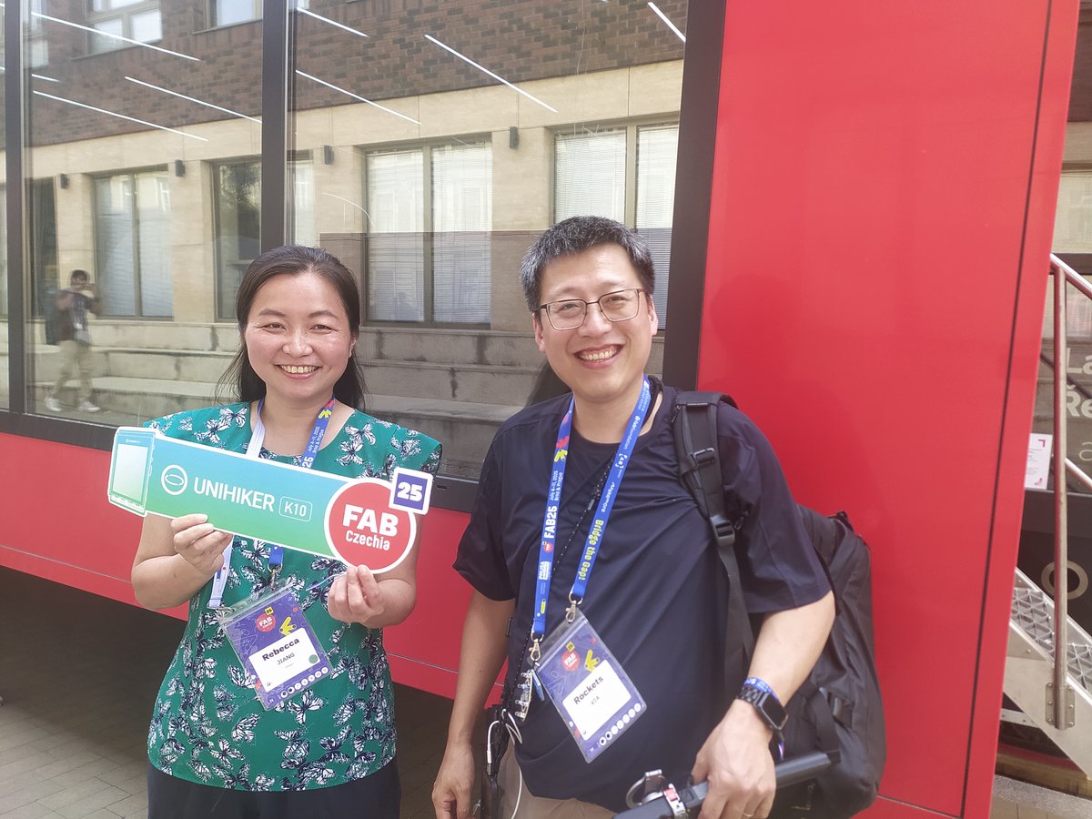 UNIHIKER's tweet image. Hello from FAB25 Czechia🇨🇿!
We’re inspired by all the amazing maker minds here.
Let’s connect💡— find us at B2.34 on July 7, 16:00–18:00!
#FabAcademy #Fab25 #FabLab #STEAM