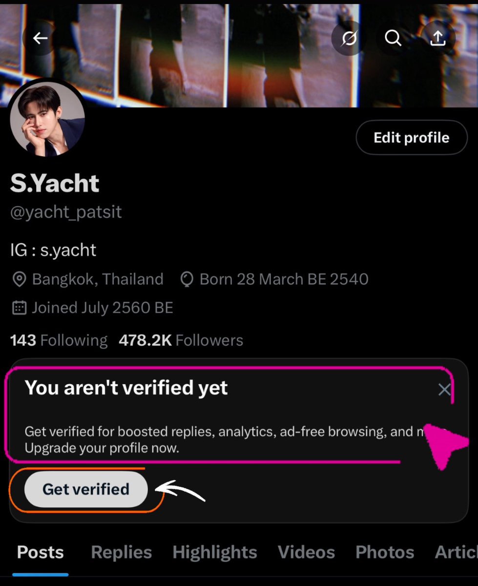 อยู่ดีๆ Verified Account ก็หายไป แล้วหน้าโปรไฟล์ก็ขึ้นแบบนี้ กดปุ่ม Get verified ที่ขึ้นมาก็ไม่ได้ กลัวแอคปลิวมากครับตอนนี้ ทำยังไงได้บ้างงง มีใครมีคำแนะนำมั้ยค้าบบ 😭