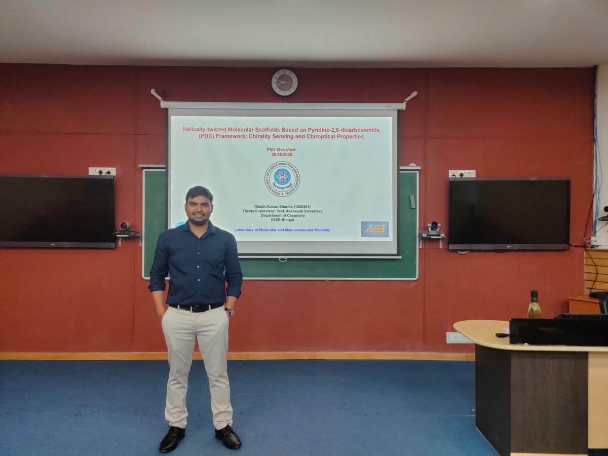 ASLab_iiserb's tweet image. Heartfelt congratulations to Dr. Akash Kumar Sharma for successfully defending his Ph.D. thesis! Wishing you all the best for your future endeavours. Special thanks to Dr. Supratim Banerjee for being the external examiner, and to all the committee members.