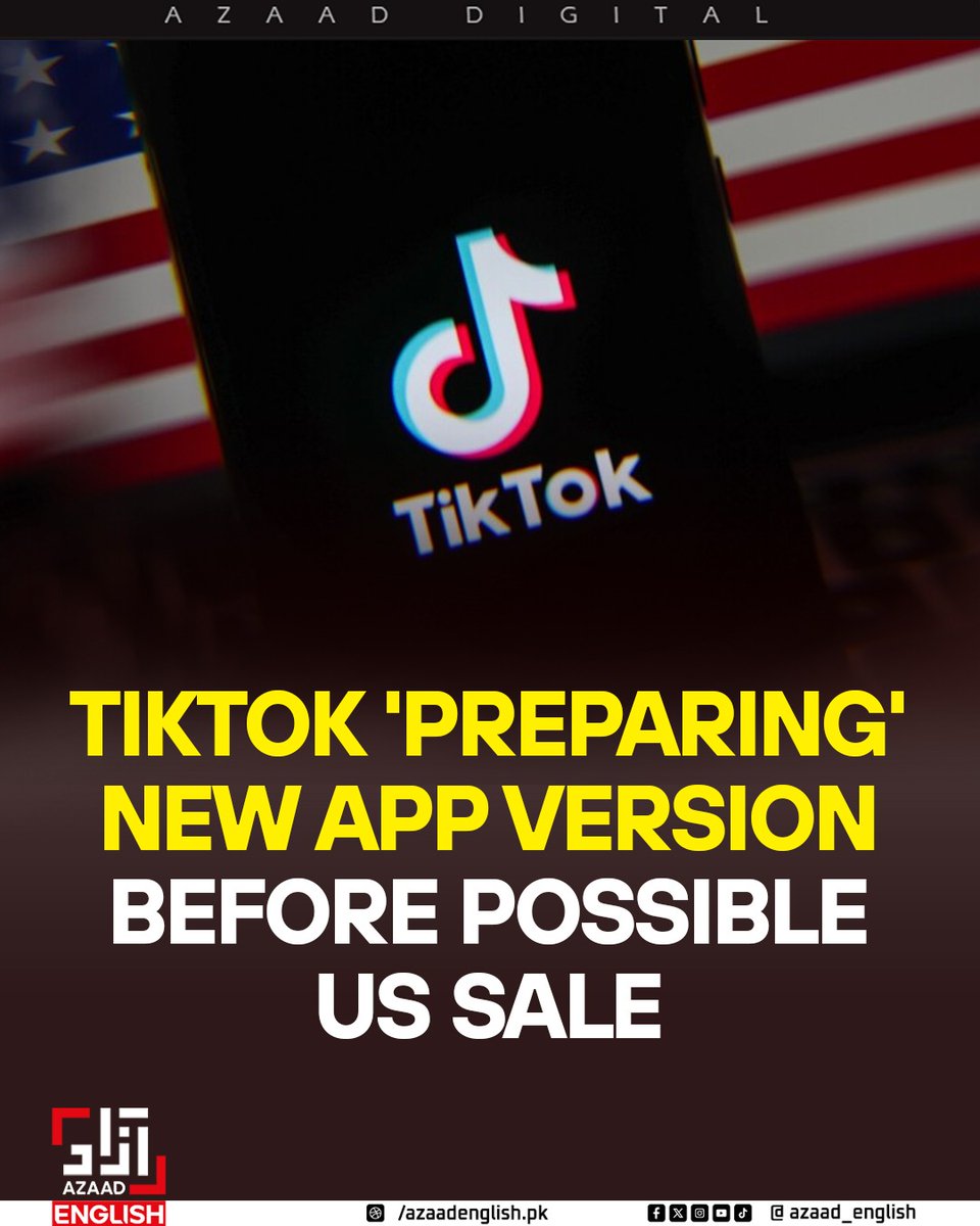 TikTok is working on a new version of its app for users in the United States as it prepares for a potential sale to a group of investors, according to reports.

Read more: azaadenglish.pk/tiktok-prepari…

Visit azaadenglish.pk

#AzaadDigital #AzaadEnglish #TikTok