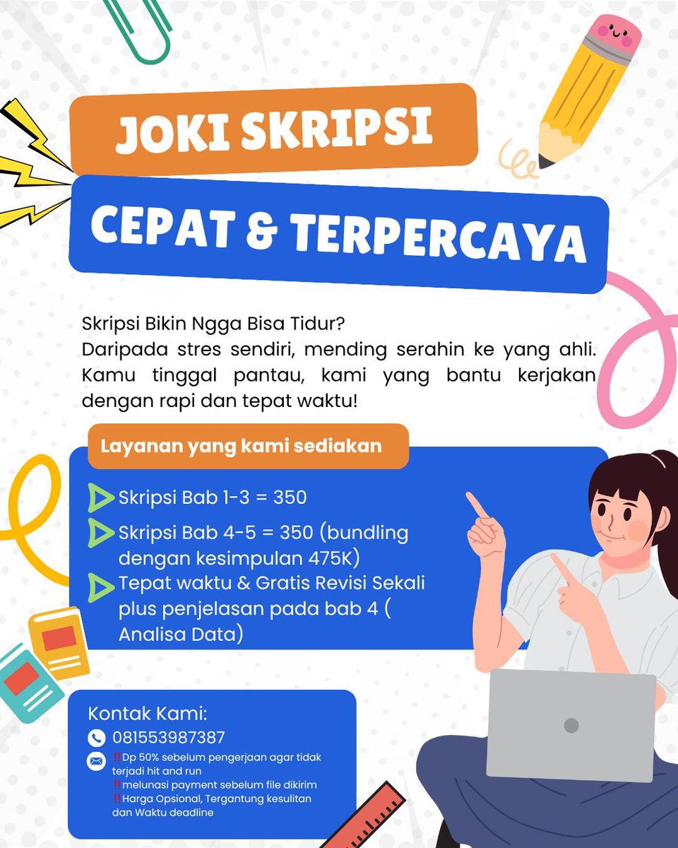 apocalypse402's tweet photo. joki skripsi yukk yang smt 6 udah mulai skripsian gas langsungg https://t.co/4w5suSlBOB