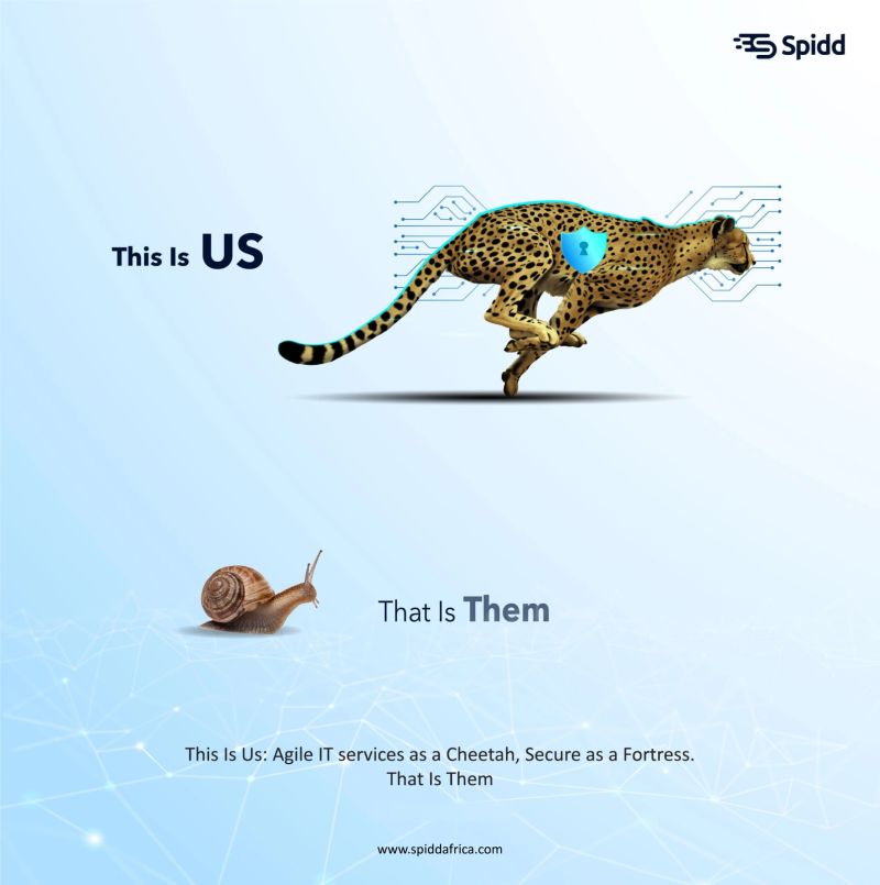 This is us, delivering cutting-edge IT solutions. That is them, stuck in the past.    

Upgrade your business with Spidd. Visit: spiddafrica.com #ThisIsUs #ThatIsThem #Innovation #ITsolutions