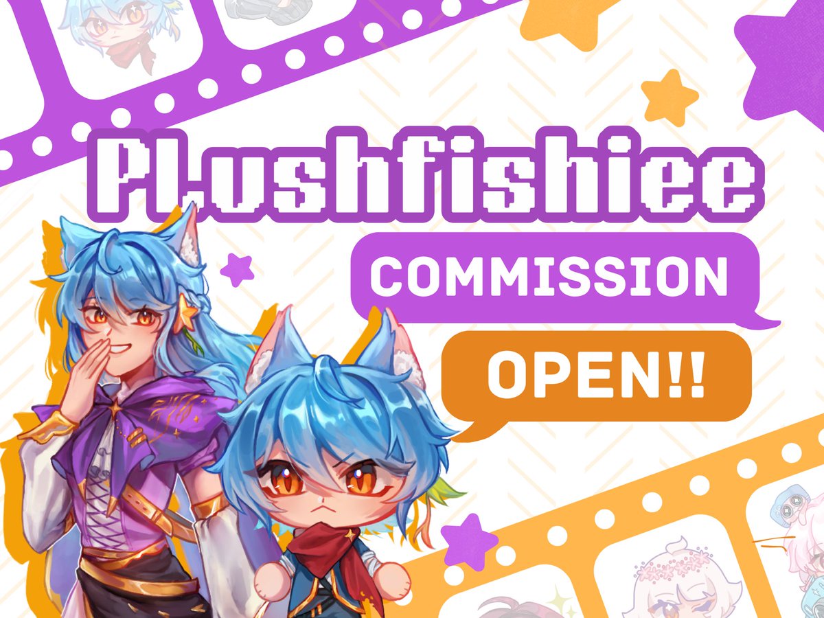Plushfishiee's tweet image. 🧡UPDATED COMMISSION SHEET💜
Rt’s & likes appreciated!!
feel free to DM!! in case gaada notif, jangan lupa reply di post aku biar ada notif yaa💗
karna udh ada 4 orang di waiting list, aku buka 2 slot lagii for non list, update slot yang tersedia tertera di ‘name’ ku ya :D