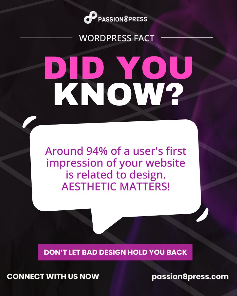 Passion8pressS's tweet image. 👀 They judge your business in seconds.

Make your site unforgettable with Passion8Press. Aesthetics sells. Always!

Try passion8press.com now!

#WordPressDevelopment #HireDeveloper #WebsiteDesign #SmallBusinessSupport #EcommerceDesign #FirstImpressionMatters #Passion8Press