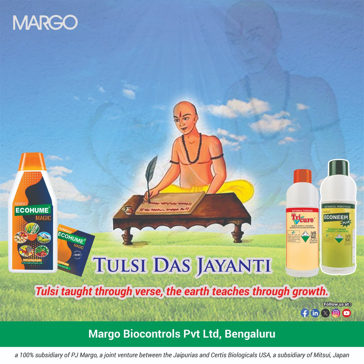 PJMARGOBIO's tweet photo. Verses grow like crops β deep roots, timeless yield. πποΈπΏπ
#TulsiDasJayanti #FieldsOfDevotion
#MargoBiocontrols #PJMargo #MARGO https://t.co/DEd7cUn3Do