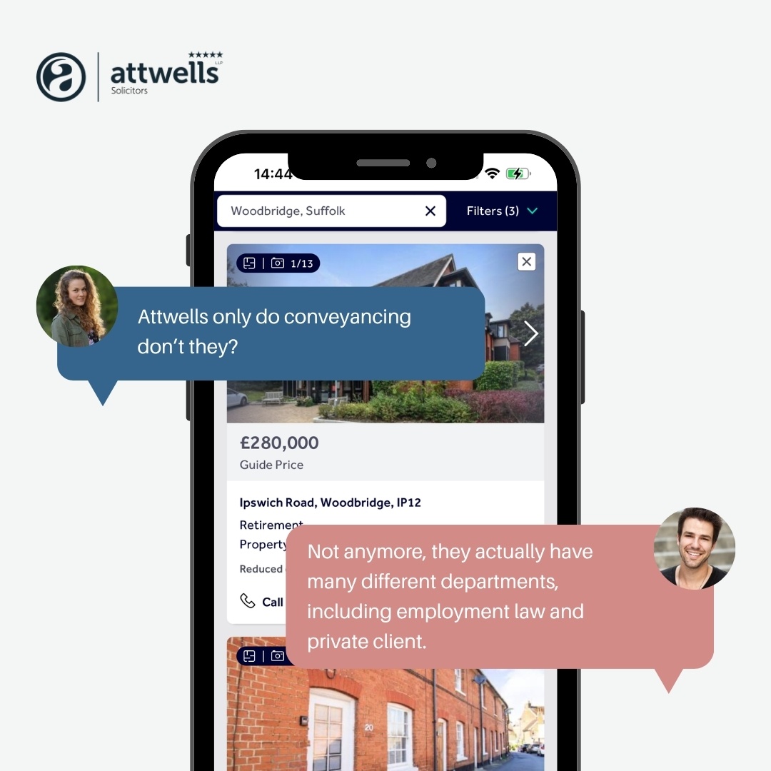 Think Attwells only does conveyancing? Myth = busted. We now advise on employment law, private client matters, commercial property, disputes &amp; more - alongside our property expertise. One firm, many solutions. Discover more 👉 attwells.com #LegalMyths #Attwells