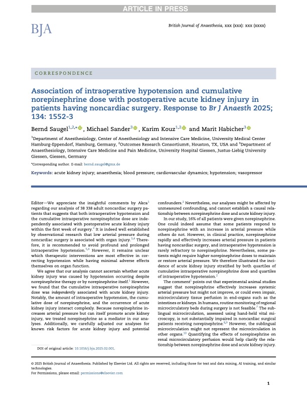 Is #perioperative AKI caused by #hypotension despite #norepinephrine therapy, or by norepinephrine itself?

#https://www.bjanaesthesia.org/article/S0007-0912(25)00224-7/fulltext