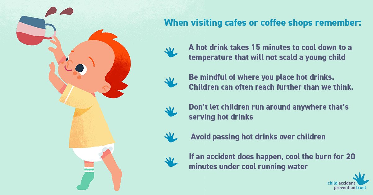 CAPTcharity's tweet image. Sadly, we often hear stories of children who received horrific burns from hot drinks whilst out and about. If you’re visiting somewhere that serves hot drinks please keep safety in mind.
👉More tips: capt.org.uk/resources/safe…
#BeBurnsAware #ChildSafety
