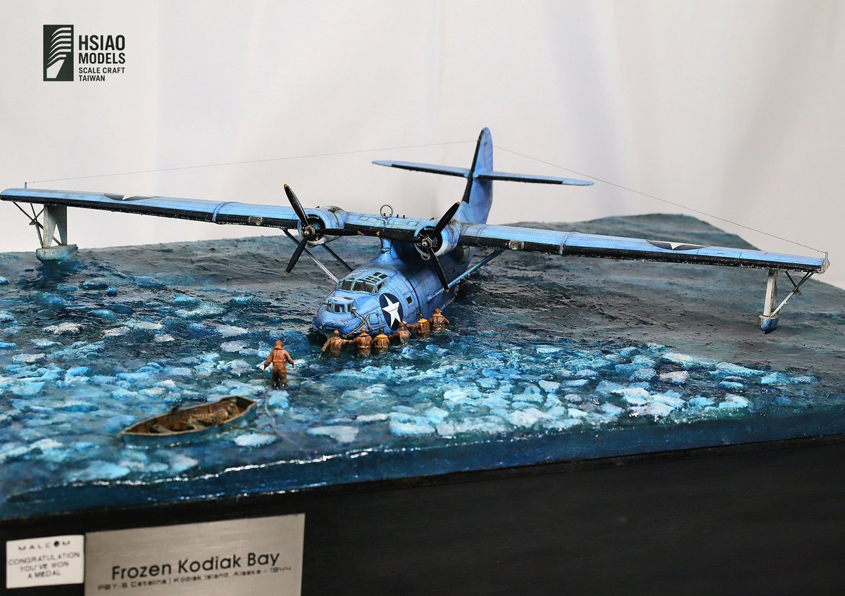 JasonHsiao20's tweet image. Frozen Kodiak bay -  PBY-5, USN, Alska, 1943

1:72 Wolfpack sclae model kit.

#pby #diorama