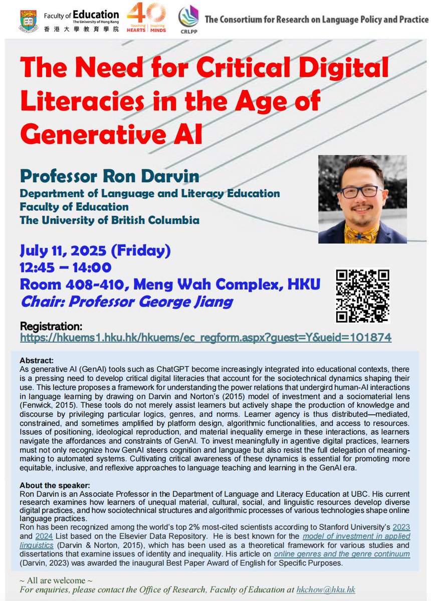 Looking forward to being back in Hong Kong! <a href="/UBC_LLED/">LLED</a>  <a href="/hku_education/">Faculty of Education, HKU</a>