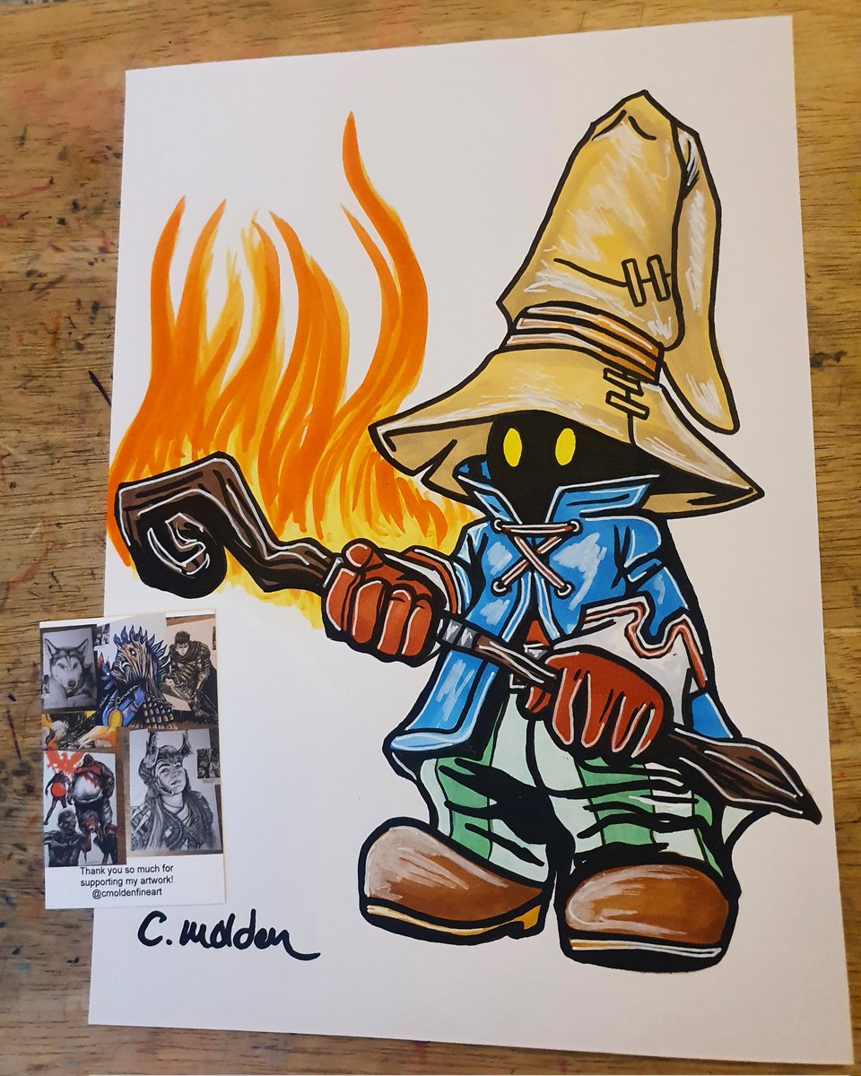 Pen drawing of Vivi from FFIX