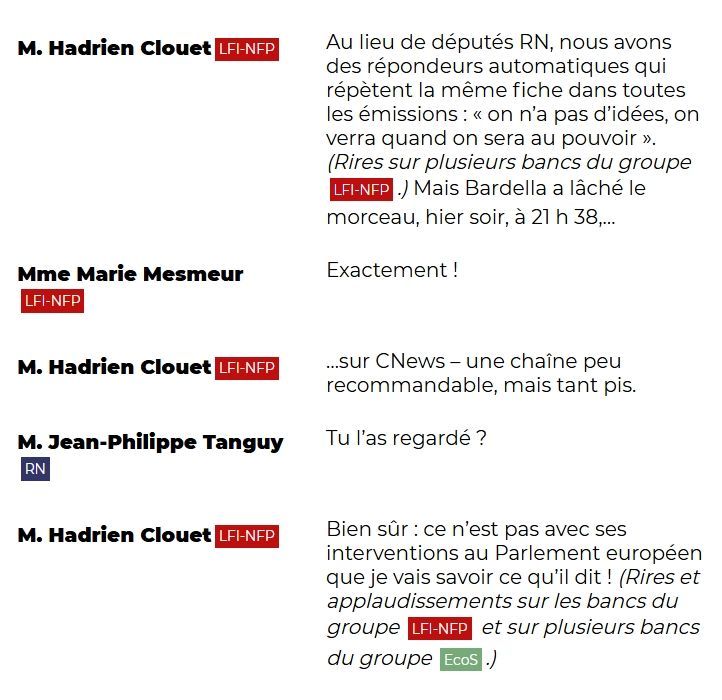 On l'on apprend qu'Hadrien Clouet a du regarder CNEWS #DirectAN