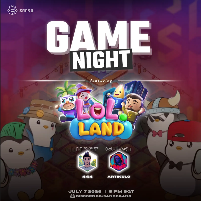 sandometaverse's tweet photo. 🎮 GAME NIGHT ALERT! 🎉

Join us TONIGHT at 9:00PM SGT for some fun in LOL LAND! 🔥
Let’s laugh, play, and vibe together, Ka-Sando! 🚀

📍 See you in Discord! https://t.co/gQydoDn5oF