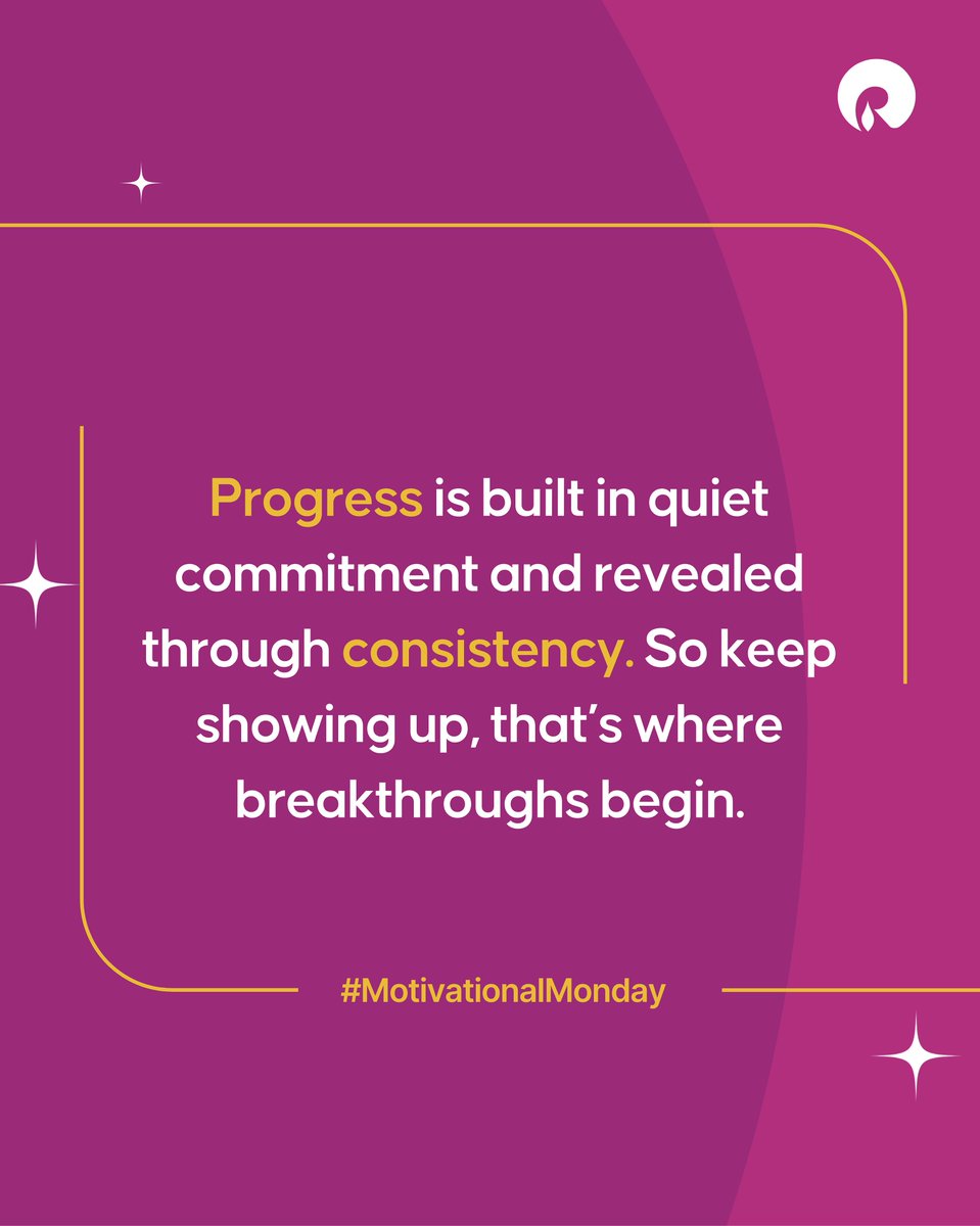 It’s the quiet commitment that writes the loudest success stories. Not the grand gestures, but the small, repeated efforts, day in and day out, that build real progress!

#MotivationalMonday #RIL #Reliance #RILWayofLife #RiseWithReliance