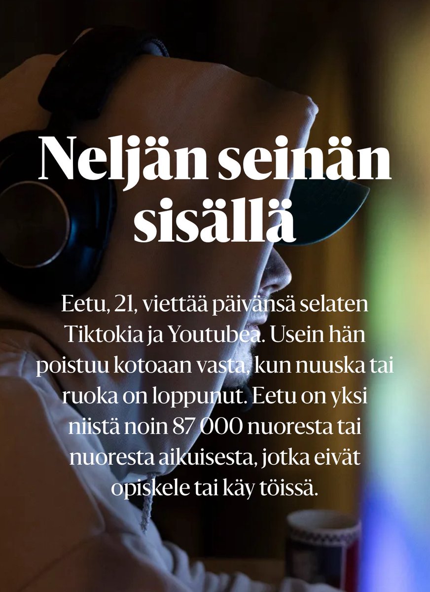 Eetu on terve nuori mies. Hän elää toimeentulotuella ja asumistuella. Eli muiden veronmaksajien siivellä. Tämän ei pitäisi olla mahdollista. Eetun ei pitäisi saada mitään yhteiskunnan tukia.

Vastikkeettoman köllöttelyrahan maksaminen pitää lopettaa.

Työttömät töihin!