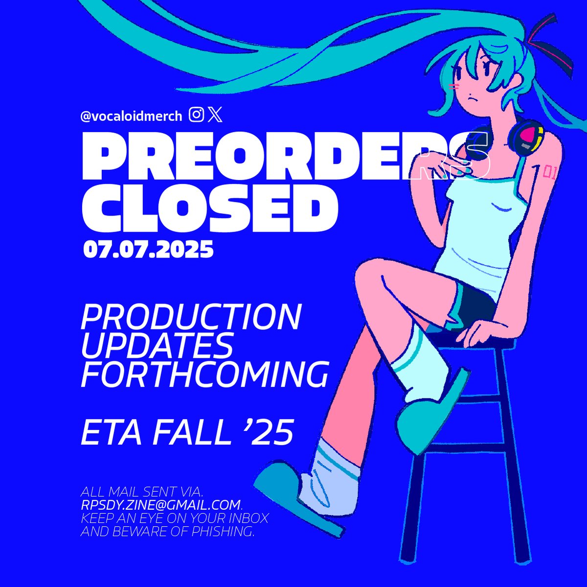 vocaloidmerch's tweet image. βΆ PREORDERS CLOSED βΆ
It's time for curtain call! In the coming months, we will be posting production updates on the collection, thank you again for joining us on this wonderful rhapsody!