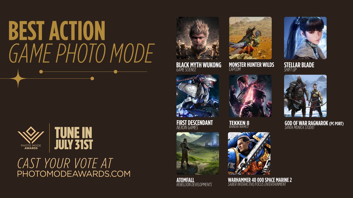 PhotoModeAwards's tweet image. Votes are coming in for Best Photo Mode in an Action Game! Have you had your say yet? 

Tap the link, cast your vote, and let us know which photo mode stood out for you 👇🏻
photomodeawards.com/people-choice

Voting closes 13th July