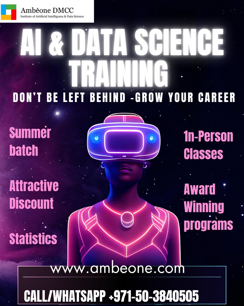 ambeonetraining's tweet image. You don’t need a tech background to break into AI. Just curiosity — we’ll teach the rest. Start your AI &amp;amp; Data Science journey with Ambeone today!” 

#AmbeoneAI #DataScienceTraining #AICareers

#LearnDataScience #MachineLearning #AIUAE

#FutureSkills #DubaiAI #ReskillWithAI