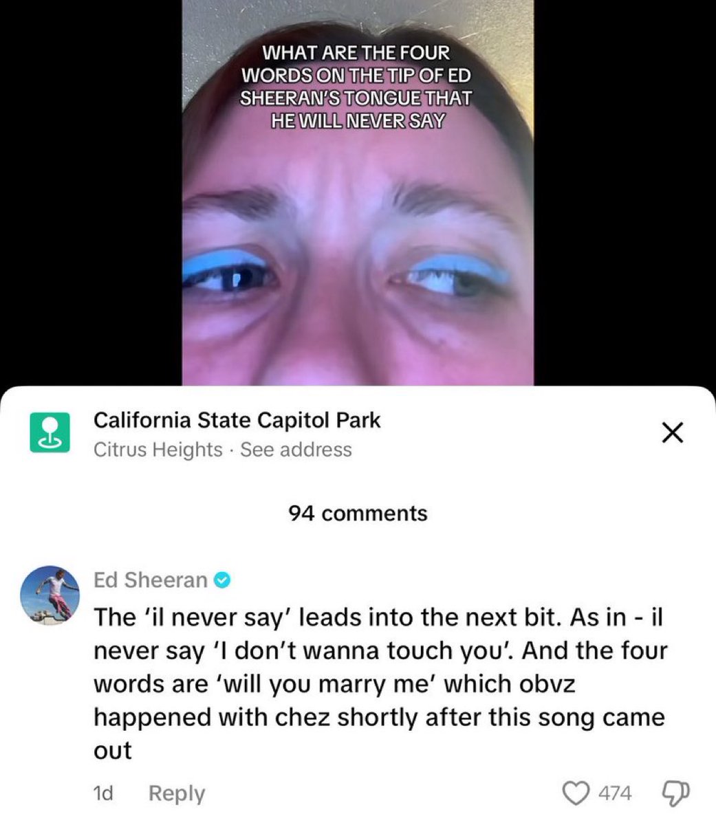 Update Swift Brasil (@updateswiftbr) on Twitter photo Ed Sheeran comentou recentemente em um vĆdeo no TikTok explicando o significado do seu verso em āEnd Gameā. š¤
ā As āquatro palavras na ponta da minha lĆnguaā, presentes na letra, sĆ£o āvocĆŖ quer casar comigoā.
ā O trecho āIāll never sayā (eu nunca direi) Ć© uma introdução para a Ed Sheeran comentou recentemente em um vĆdeo no TikTok explicando o significado do seu verso em āEnd Gameā. š¤
ā As āquatro palavras na ponta da minha lĆnguaā, presentes na letra, sĆ£o āvocĆŖ quer casar comigoā.
ā O trecho āIāll never sayā (eu nunca direi) Ć© uma introdução para a