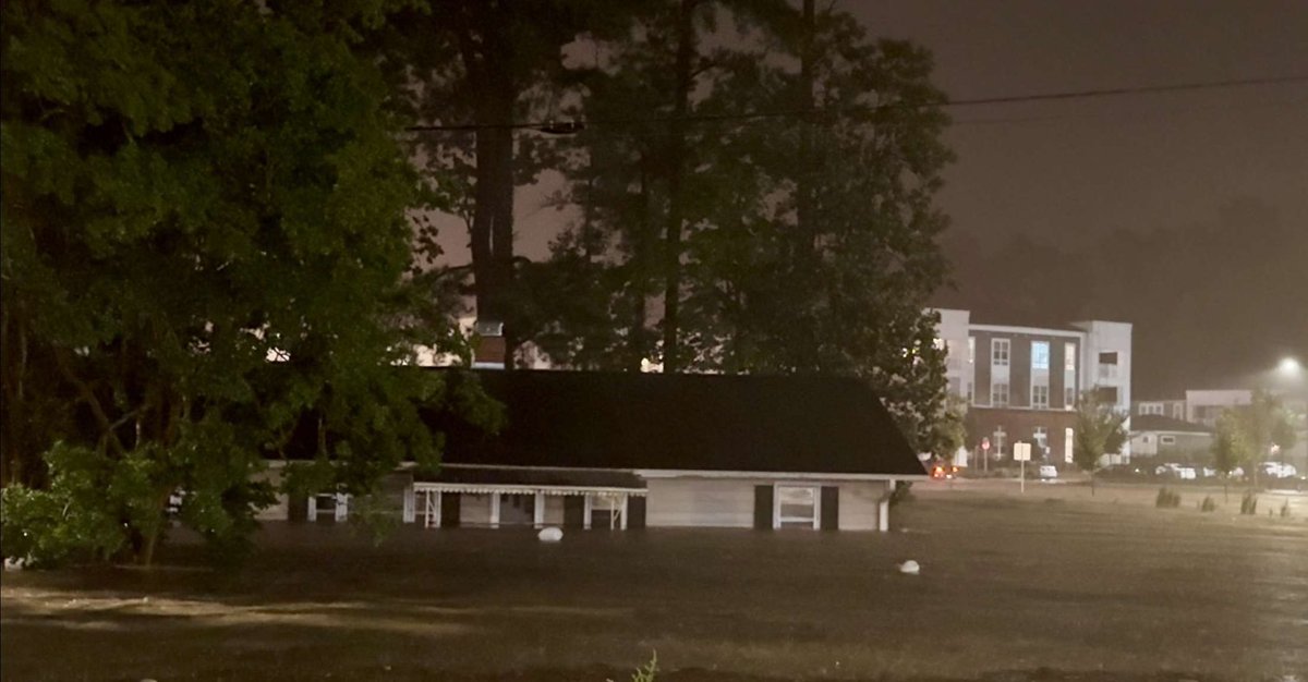 HOUSE SUBMERGED IN FLOOD WATERS in Chapel Hill, North Carolina, right now!

Major flooding continues from the remnants of Tropical Storm Chantal.