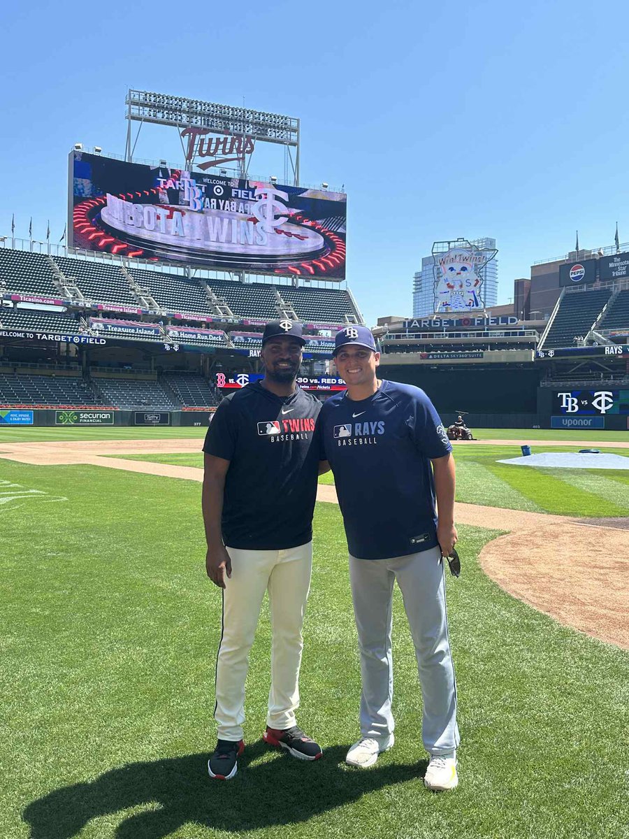 A couple of our former guys competing against each other this weekend in Minnesota! 2014 Brady North, Rays…and 2018 Ray Sierra, Twins. MLB hitting coaches. #CUinthepros