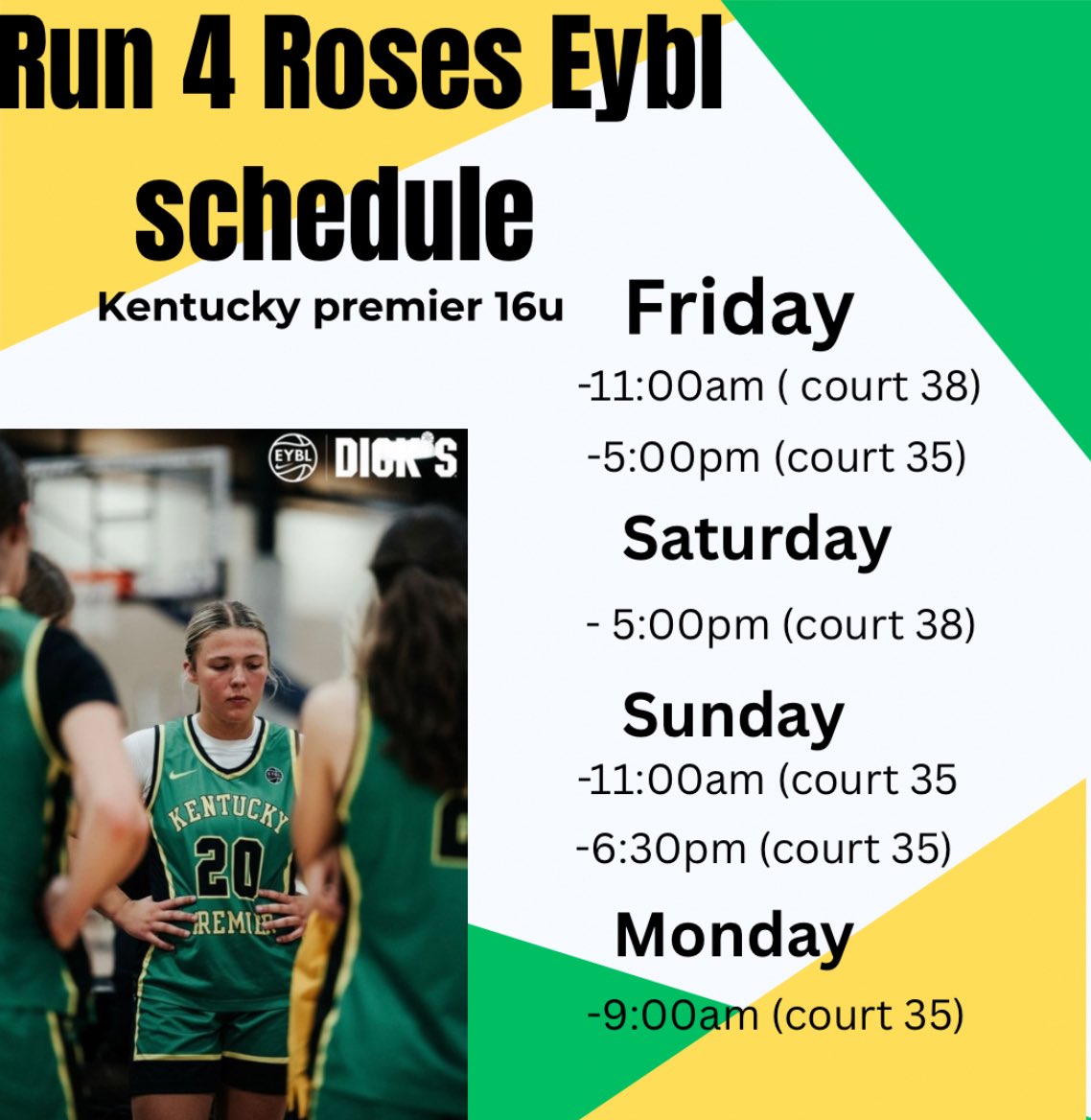 Schedule for next weekend at Run Roses! Can’t wait