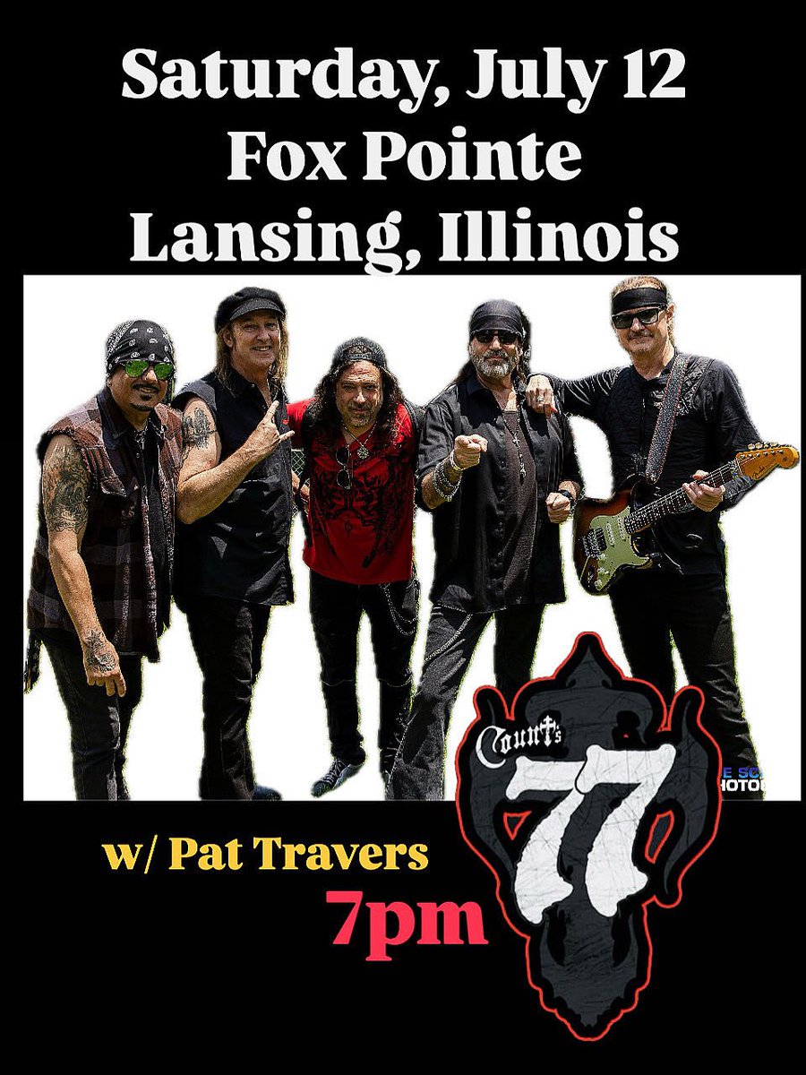 Counts77 (@counts77) on Twitter photo SOUTHSIDE CHICAGO!!! We’re coming to ROCK with in Lansing Illinois at Fox Pointe!! THIS SATURDAY, JULY 12!! Count’s 87 And Pat Travers!!! Gonna be a Fandango.. Car & Bike show too!! $20.. <a href="/DannyCountKoker/">Danny Count Koker</a> <a href="/StoneyCurtis77/">⚡️STONEY CURTIS⚡️</a> <a href="/zito_john/">John Zito</a> <a href="/jefftortora/">Jeff Tortora</a> SOUTHSIDE CHICAGO!!! We’re coming to ROCK with in Lansing Illinois at Fox Pointe!! THIS SATURDAY, JULY 12!! Count’s 87 And Pat Travers!!! Gonna be a Fandango.. Car & Bike show too!! $20.. <a href="/DannyCountKoker/">Danny Count Koker</a> <a href="/StoneyCurtis77/">⚡️STONEY CURTIS⚡️</a> <a href="/zito_john/">John Zito</a> <a href="/jefftortora/">Jeff Tortora</a>