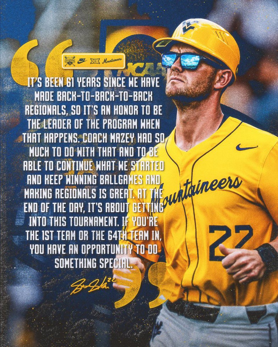 Back to back to back regionals ✅ 
Back to back super regionals ✅ 
#HailWV