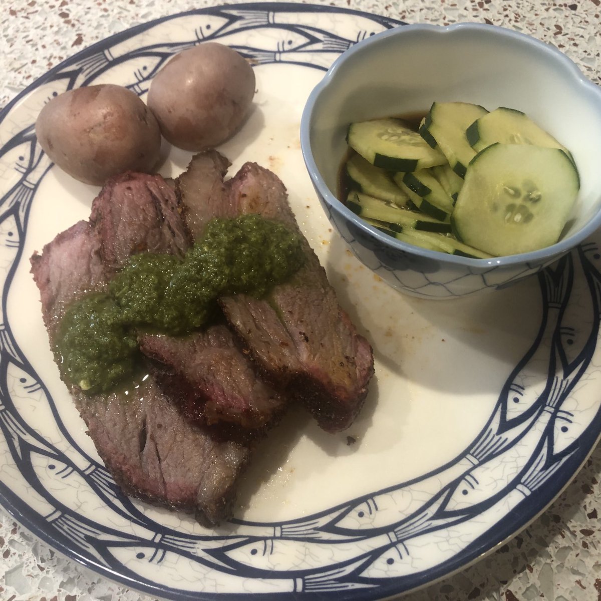 Smoked a fatty Tri-Tip and made some fresh Chimichurri.