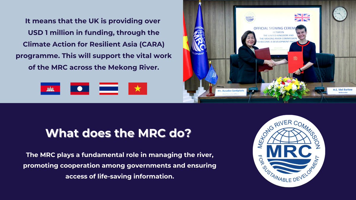UKinLaos's tweet image. 🤝🏻 The UK was delighted to become a Development Partner of the @MRCMekong earlier this month, but what does that actually mean? scroll down to find out.

#DevelopmentPartners🇬🇧