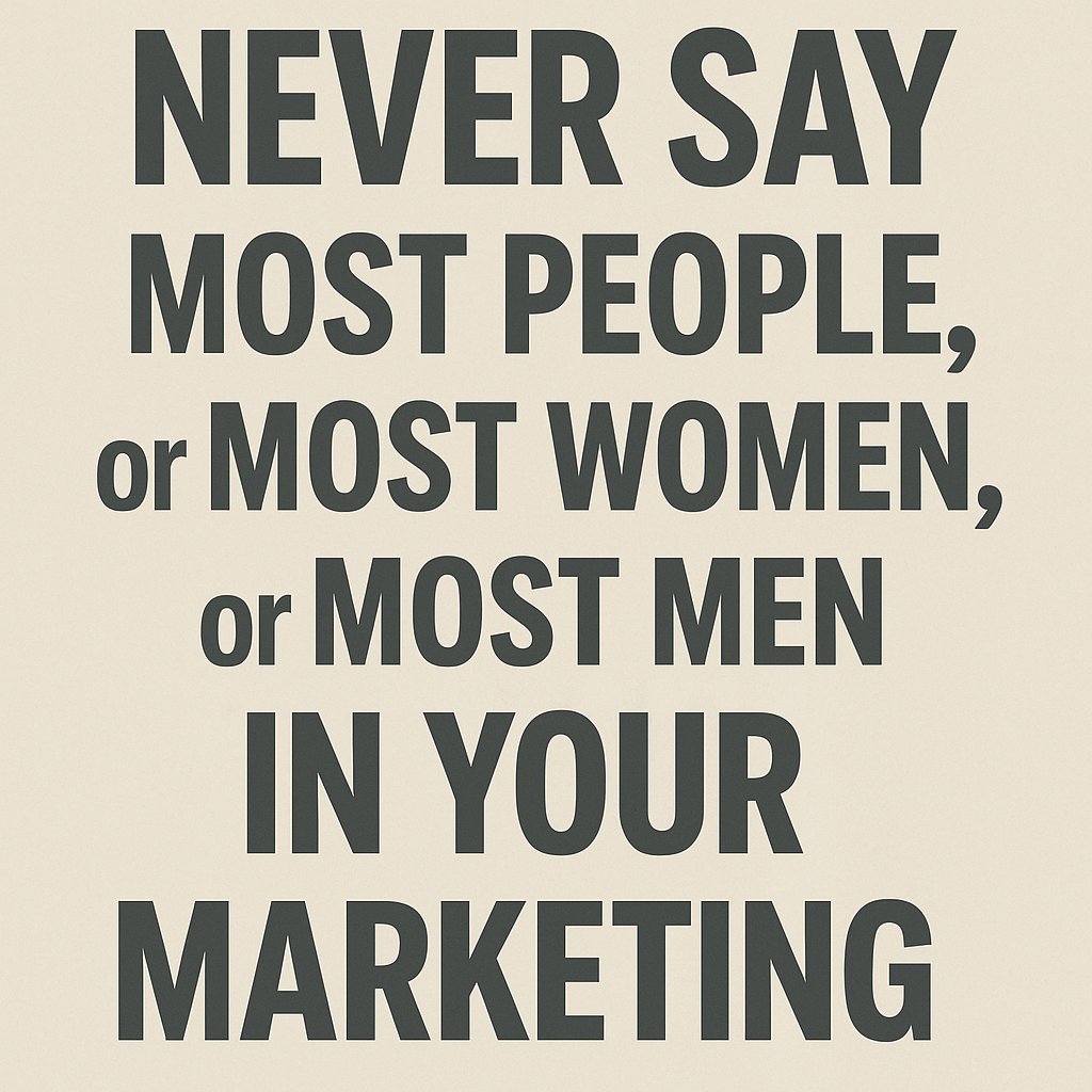 DarrellStern's tweet image. Never say:
“Most people…”
“Most women…”
“Most men…”
“Most entrepreneurs…”

You don’t have ESP.

Just tell your story.
The right people will feel it and say,
“Damn… that’s me.”

#MarketingTruth #AuthenticBranding #StorytellingMatters #EmpathyNotESP #LinkedInTips