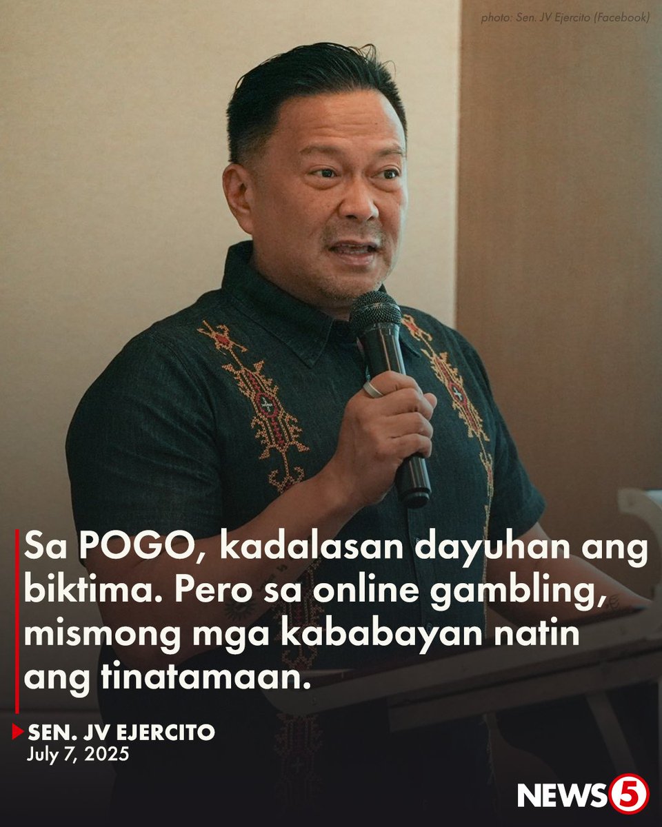 ‘BIGGER SOCIAL CRISIS THAN POGOS’

Nanawagan si Sen. JV Ejercito ng mahigpit na regulasyon laban sa online gambling dahil matindi umano ang banta nito kaysa Philippine Offshore Gaming Operators (POGO).  

Ayon sa senador, dapat magkaroon ng kapangyarihan ang National